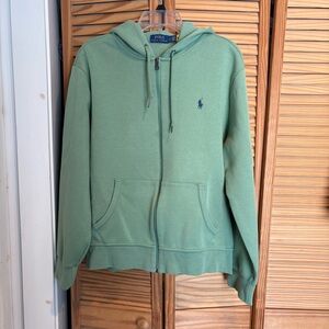 Polo Ralph Lauren Pistachio Green Zippper Hoodie Large Double knit Mens